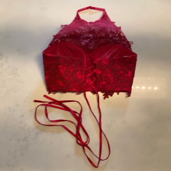 Women’s Gorgeous Red Formal Bridal Dress Two Pieces - Bodice and Skirt Size XS - Picture 7 of 13